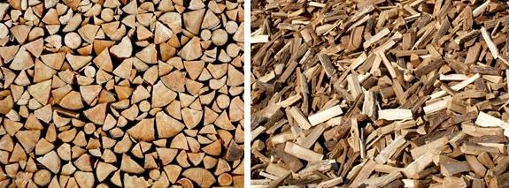 Firewood, dumped or stacked.